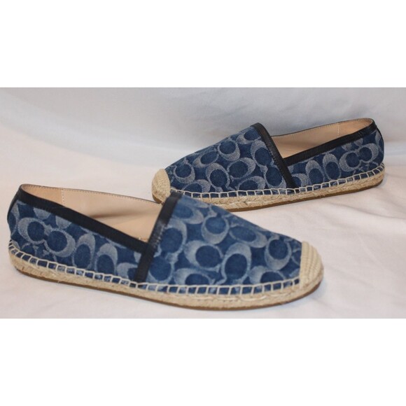 Coach Codi Espadrille Jacquard Print Slip on Shoes Denim Blue NWOB SZ 8.5 - Picture 5 of 5